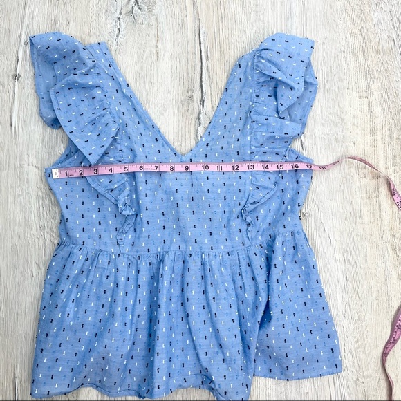 Ann Taylor Blue Peasant Ruffle Blouse - Picture 5 of 8